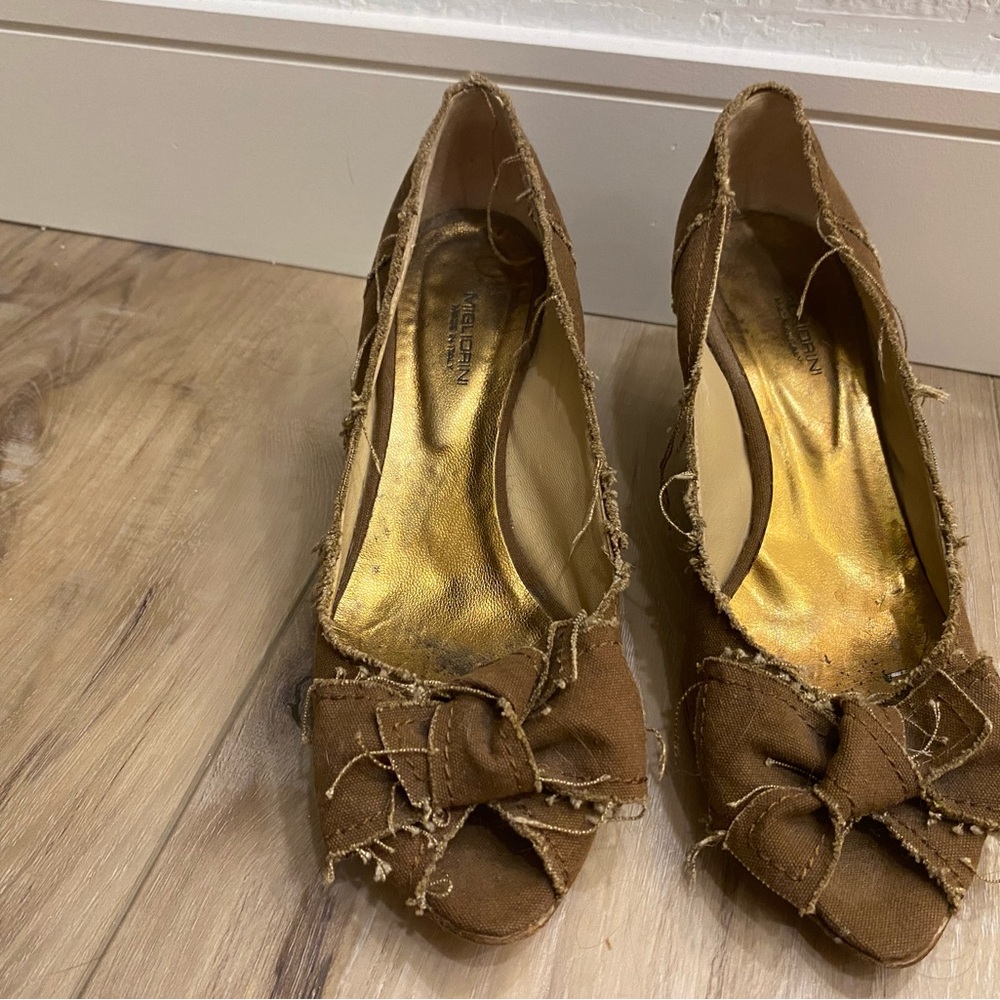 Migliorini brown frayed boho heels